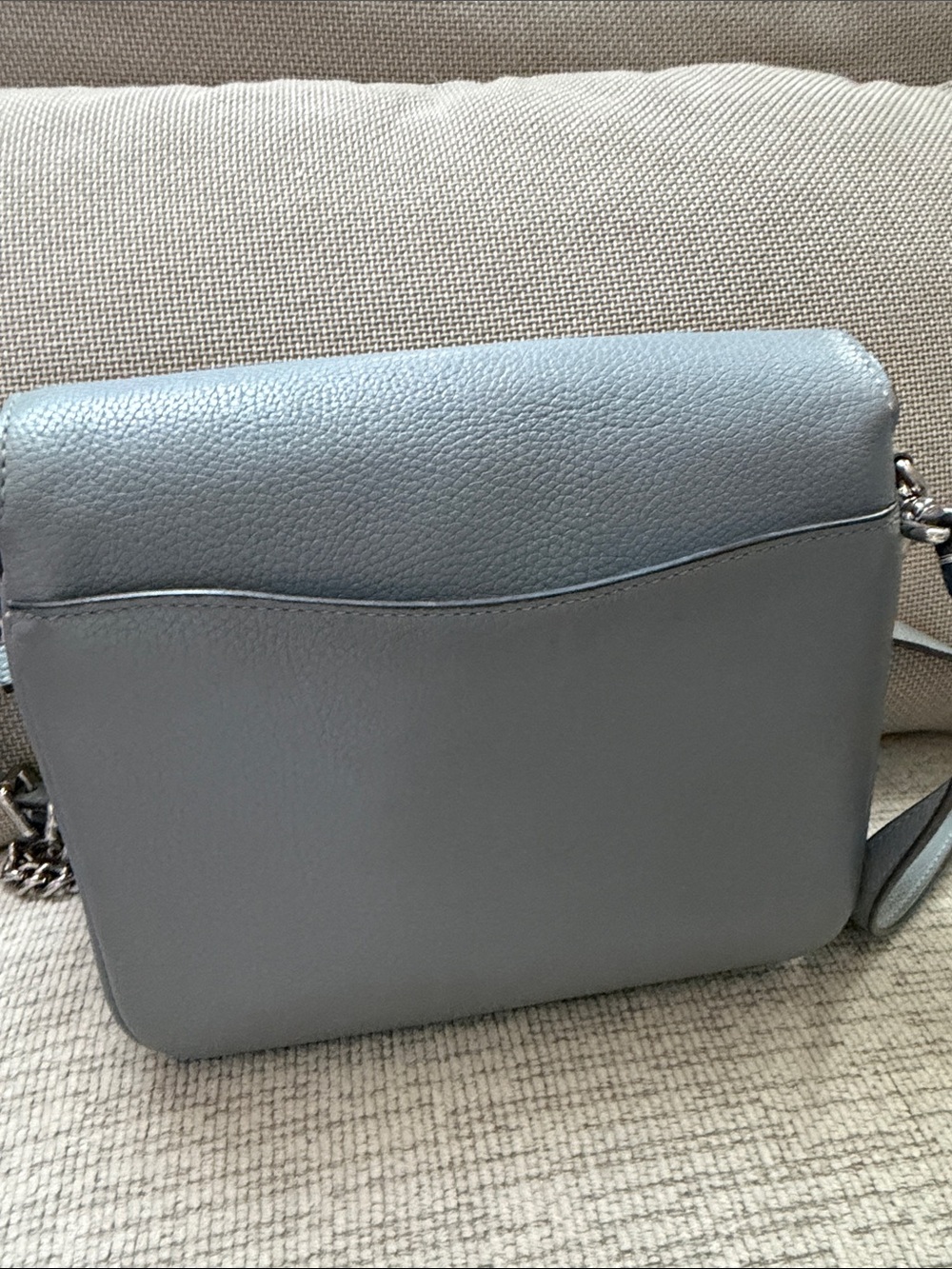 Coach Pebbled Leather Turnlock Crossbody in Gray-Blue - Picture 7 of 11